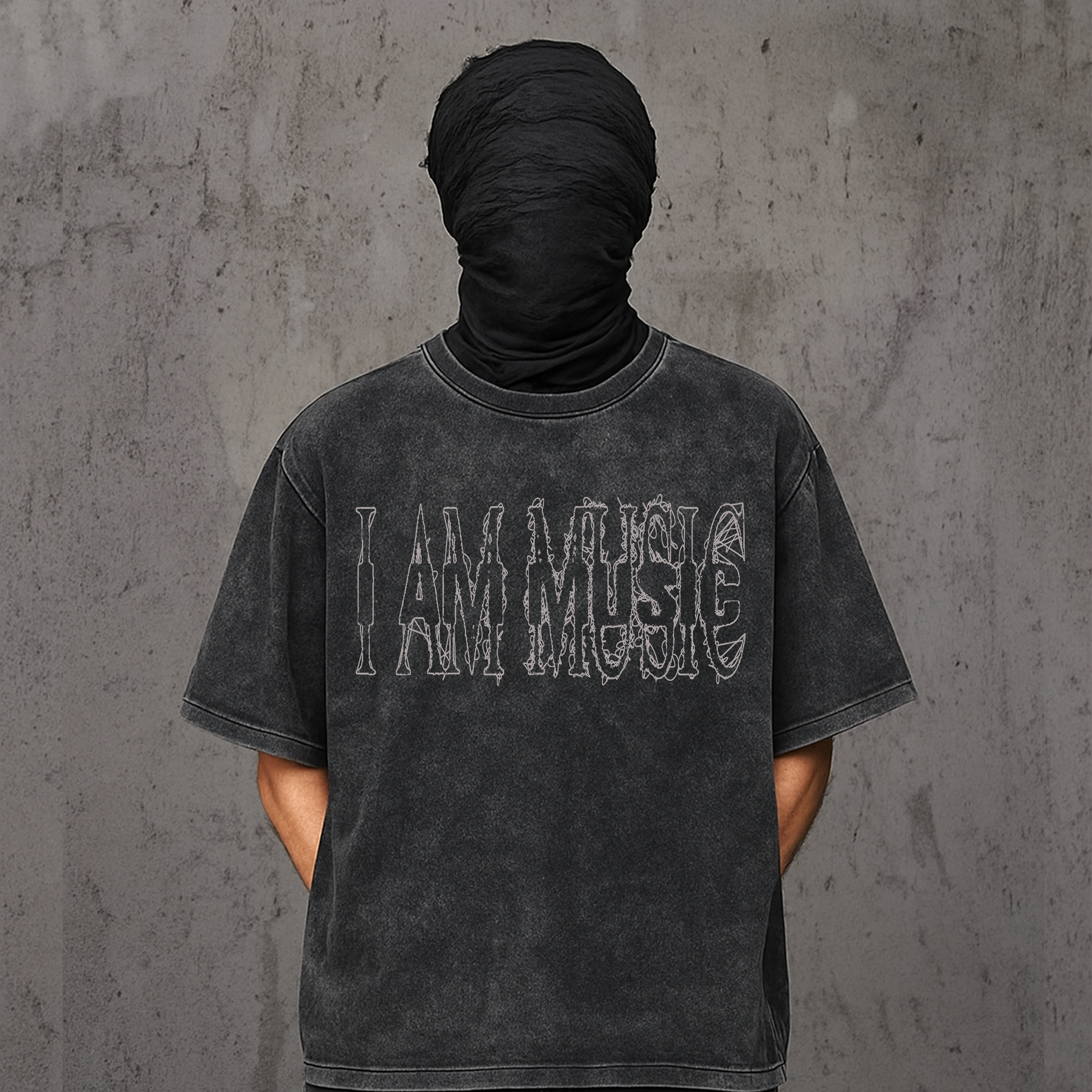 I AM MUSIC ACID WASH TEE