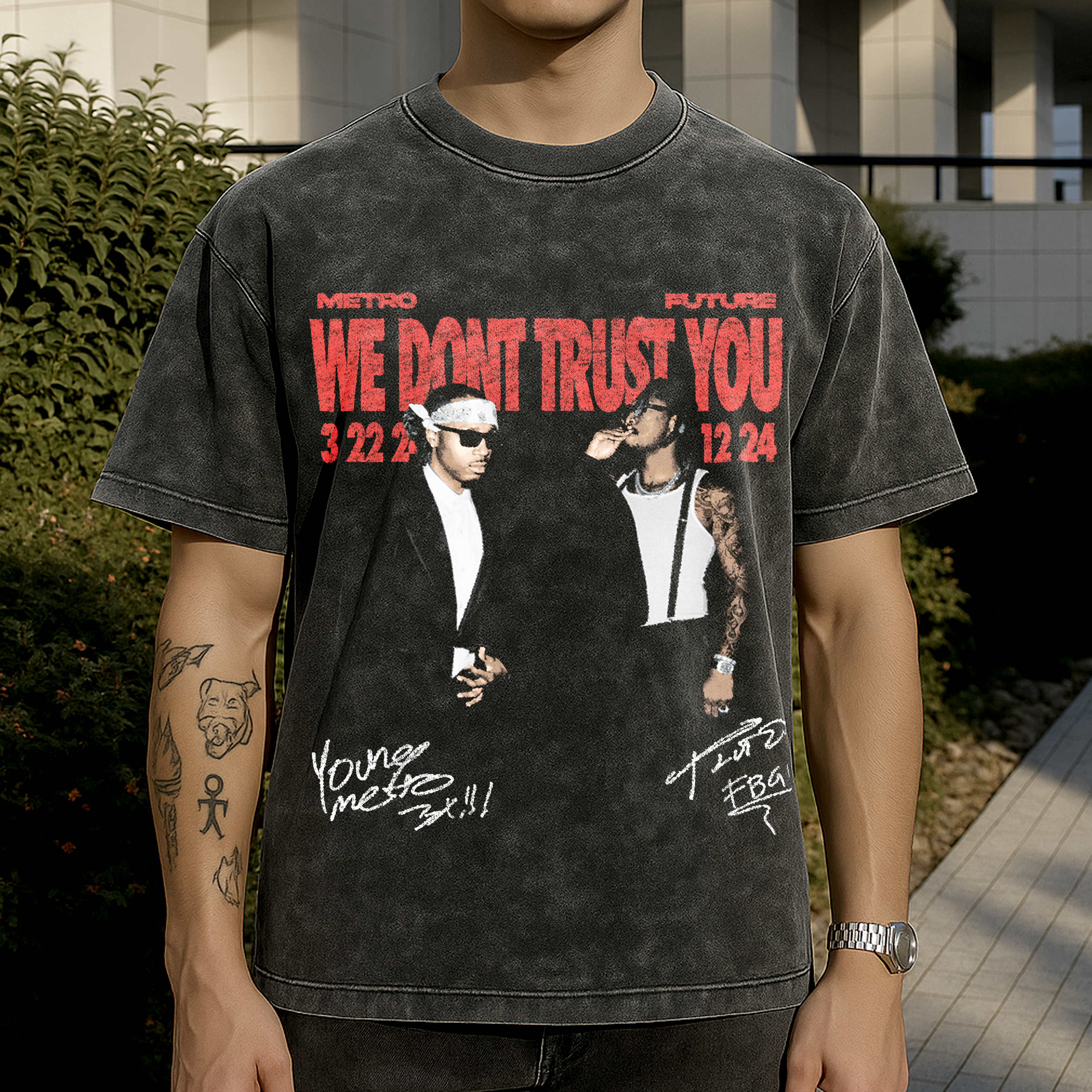 WE DONT TRUST YOU ACID WASH TEE
